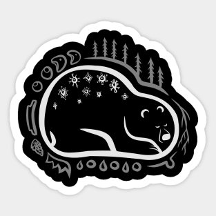 Fall and Winter Black Sleeping Bear "Hibernation Guardian" Sticker